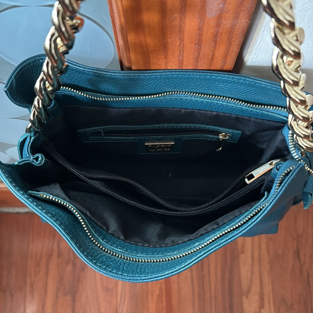 Teal Colored Viola Castellani Italian Leather Han… - image 3